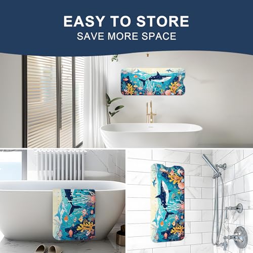 XIYUNTE Baby Bath Mat for Tub Non Slip Kids Bath Mat - 40"x16" Extra Long Bathtub Mat Non Slip Kids, Eco-Friendly Toddler Bath Mats with Suction Cups for Secure Grip, Easy to Clean & Easy Drying - color: Whale-light