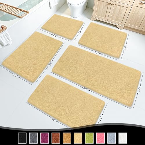 Bathroom Rugs 36"x24", Fluffy Soft Thick Absorbent Bath Mat Rubber Backing Quick Dry, Machine Washable Bath Mats for Bathroom Tub, Floor, Shower, Bedroom Home Decor Accessories, Beige - color: Beige, size: 36" x 24"
