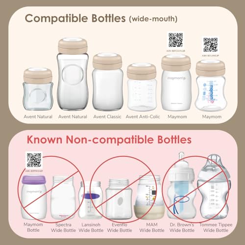 Maymom Screw Lids Aka Travel Caps with Rewritable Sealing Disc Compatible with Avent, Maymom Wide Mouth Bottles; Cap Replace Avent Natural Bottle Sealing Ring and Sealing Disc, 6pcs. (Khaki) - color: Khaki