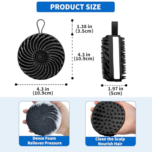 Larger Silicone Body Scrubber&Scalp Massager Hair Growth,Dual Sided Dual-Use,Exfoliating Body Scrubber,Wet&Dry Brush for Hair Massager Scalp,Silicone Shower Scrubber (Black) - color: Black