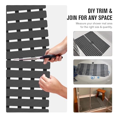 MBOSS Bath Tub Shower Mat Non Slip Bathtub Mats for Bathroom Shower Floor Mat Bath Mats for Shower Tub Anti Slip Shower Mat with Drain Hole and Large Suction Cups (Black, 37.5 X 15.7 Inch) - color: Black, size: 37.5 x 15.7 inches