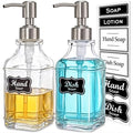 JASAI 2Pack Antique Design Glass Soap Dispenser with Rust Proof 304 Stainless Steel Pump, Refillable Hand Soap Dispenser with 10Pcs Stickers, Premium Soap Dispensers for Kitchen & Bathroom (Clear) - color: 2 Pack Silver