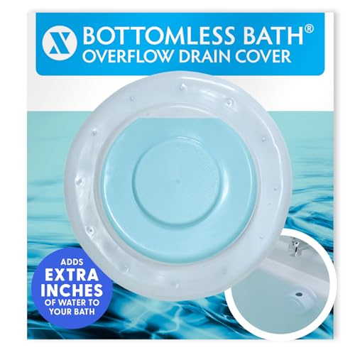 SlipX Solutions Bottomless Bath, Essential Overflow Drain Cover for Bathtub, Best Bath Accessories for Women, Adds Inches of Water to Your Tub for Deeper Soak, 4" Diameter, White - color: White