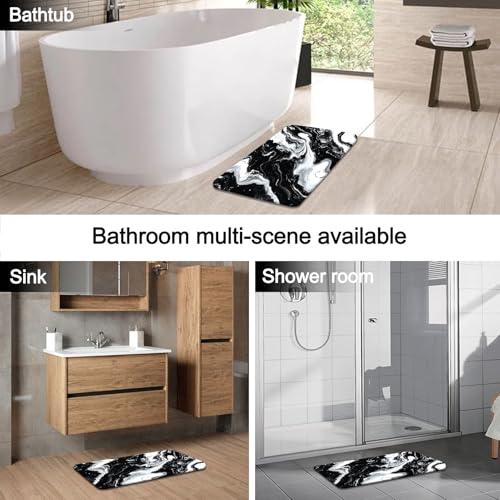 Lnond 4Pcs Marble Bathroom Sets with Shower Curtain and Rugs, Black Marble Modern Art Bathroom Shower Curtain Sets with Rugs and Accessories - color: Black Marble