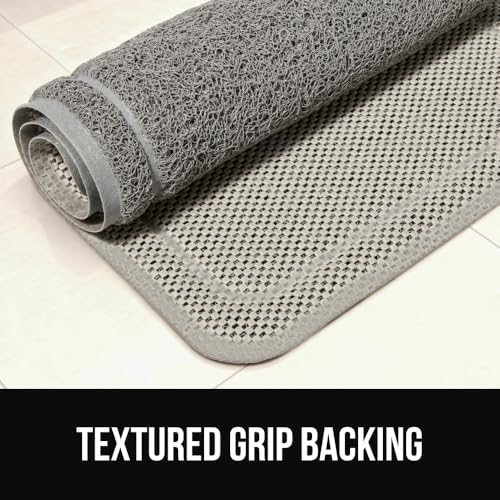GORILLA GRIP Exfoliating Bath and Shower Mat, Textured Backing, 30x16 Soft Loofah-Style Foot Scrubber for Outside or Inside Bathtub, Quick Dry Easy Drainage Tub Floor Mats, Bathroom Essentials, Gray - color: Gray, size: 30" x 16" (Rectangular)