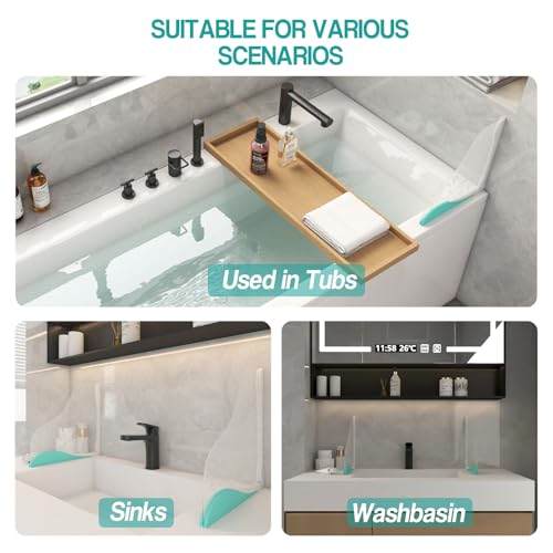Shower Splash Guard, Splash Guard for Bathtub, Shower Water Guard with Adjustable Silicone Base, Large Water Barrier, Frosted Acrylic & Silicone Base, for Tub, Sinks, Washbasin –11in×11in