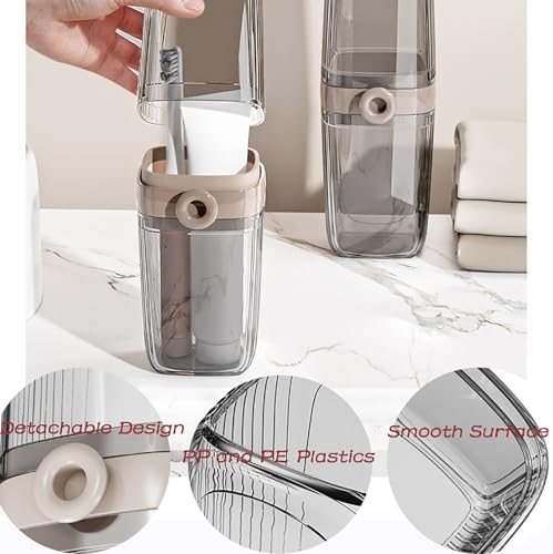 4 Pack Travel Soap Case and Toothbrush Travel Case Portable Soap Holder Toothbrush Holder with Cover Leakproof Soap Container for Trip Bathroom Camping Gym Outdoor (clear grey)