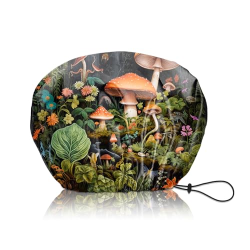 Shower Cap Adjustable Waterproof Double Layer Elastic Reusable Hair Bath Cap Cute Aesthetic for Women Girls-Mushroom - color: R10-Mushroom