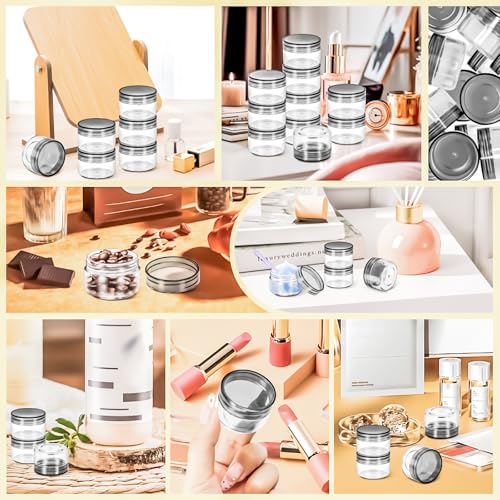 45 Pack 15g Plastic Jars with Lids, 15ml Round Clear Cosmetic Containers Makeup Jars, 0.5oz Travel Size Container Jar with Spatulas for Makeup Sample Lotion Cream Ointment Salve Balm Powder - color: Black, size: 15g