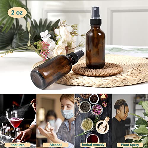 NOOEEISS Amber Glass Small Spray Bottle 2 oz 48 Packs,Fine Mist Sprayer Small Clear Bottles,Refillable Containers mini spray bottles for Cleaning Solutions and Skin Care (Amber 48pcs) - color: Amber, size: 48Pack