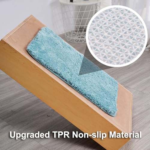 3 Pieces Luxury Bathroom Rug Set with U-Shaped Toilet Rug, Non-Slip Rubber Bottom, Thick Microfiber Fluffy Plush, Water absorption, Quick Dry, Ultra Soft, Bath Mats for Bathroom, Tub(Lake Blue) - color: Lake Blue