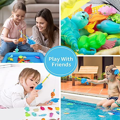 TOY Life 2-Player Magnetic Fishing Game for Kids 3-5 - Toddler Fishing Pole Set with Fish Toys - Bath & Pool Toys - Water Table Accessories - Educational Fishing Toy Rod for Boys Girls - color: 2 Kids Fishing Pole With Inflatable Pool