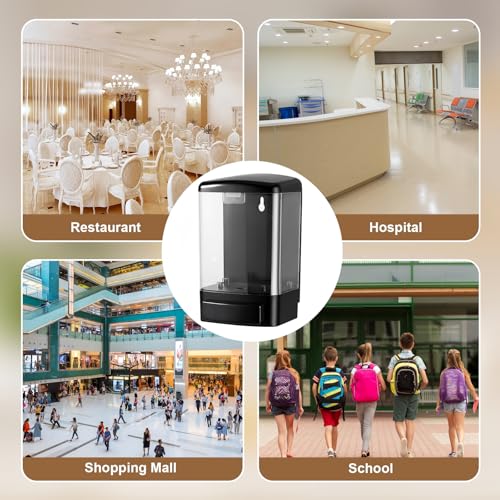 Hushee 6 Pcs Plastic Wall Mounted Soap Dispenser Commercial Manual Soap Containers Wall Dispenser for Kitchen Shower Hotel Liquid Shampoo Gel Chamber (33.8 oz 1000 ml,Black and Clear) - color: Black and Clear, size: 33.8 oz 1000 ml