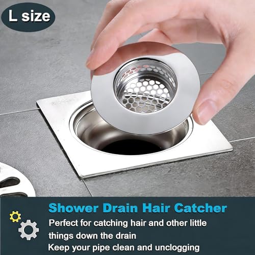 Bathroom Drain Strainers (Set of 3 Sizes), Hair Catcher for Bathroom Sink Bathtub Shower Floor Drain, Stainless Steel Filter Trap Fit Drain Hole from 1.2” to 2.17”