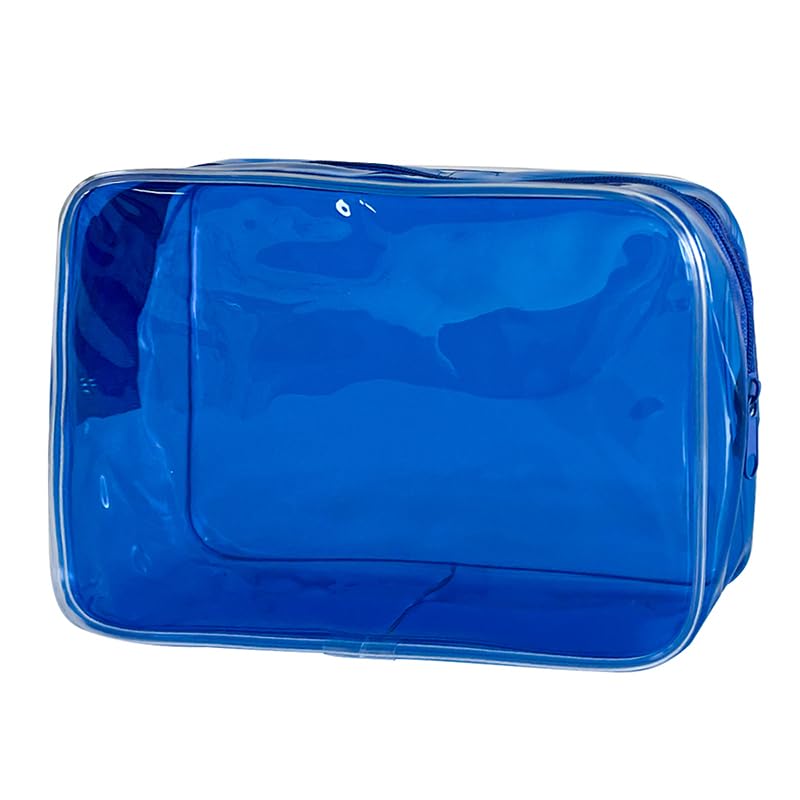 Neon TSA Approved Clear Toiletry Pouch, 7"x2.3"x4.7" Size, PVC Travel Makeup Bags for Toiletries, Transparent Cosmetic Bag for Women and Men Small (dark blue) - color: dark blue