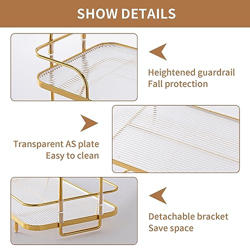 2 Tier Corner Bathroom Counter Organizer, Cosmetic Skincare Organizer, Bathroom Countertop Perfume Tray Vanity Organizer, Kitchen Spice Corner Storage Shelf | Cosmetic Skincare Organizer - color: Gold