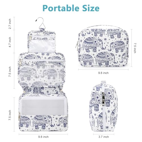 Mossio Hanging Toiletry Bag with Sturdy Hook - Large Portable Cosmetic Makeup Travel Organizer for Men & Women - color: Elephant B