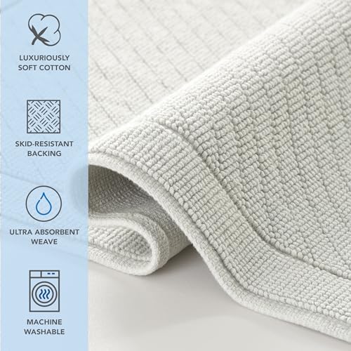 Arkwright 100% Cotton Bathroom Rug - High Absorbent Stylish Textured Woven Design Bath Mat, Slip Resistant Backing for Shower and Bathtub Floor, 20x32 in - Grey - color: Oyster Mushroom Grey, size: 20" x 32" (Rectangular)