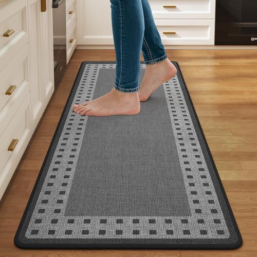 Kitchen Mats for Floor, 17''x47'' Washable Absorbent Kitchen Mat Non Slip, Braided Kitchen Runner Rug, Kitchen Sink Rug, Grey - color: B Graphic Grey, size: 17''x47''