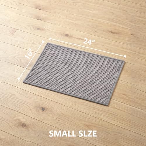Bathroom Rugs Non Slip Washable, Super Absorbent Thin Bath Mat for Small Quick Dry Low Pile Bathroom Rug, (Light Gray, 24″x16″) - color: Light Gray, size: 1'4" x 2' (24″x16″)