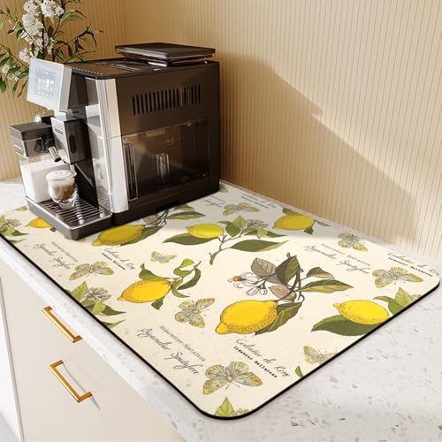19.5" x 12" Dish Drying Mat & 24" x 5.5" Sink Splash Guard, Super Absorbent Drainer Rack Mat for Kitchen Counter Coffee Bar - color: Yellow, size: 19.5"*12"+24"*5.5"