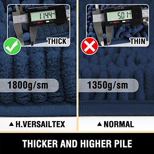 H.VERSAILTEX Bath Mats - Non Slip Luxury Chenille Bathroom Rugs, Extra Soft Absorbent Shaggy, Washable Fast Dry 2 Piece (Navy, 20" x 32"/17" x 24") - color: Navy, size: 20" x 32" Plus 17" x 24"