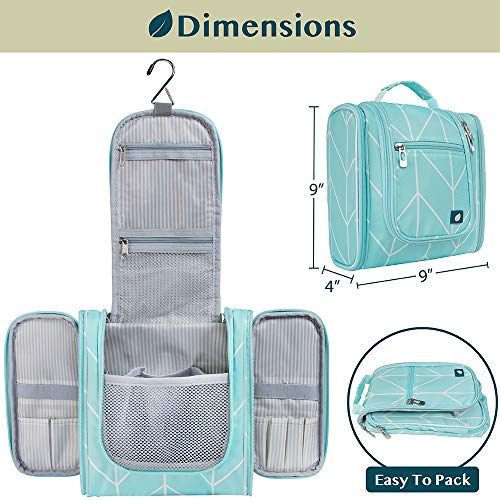 PAVILIA Toiletry Bag Travel Bag for Women Men, Hanging Cosmetic Organizer, Water Resistant Makeup Bag for Accessories Toiletries, Large Travel Essentials Kit (Teal Chevron) - color: Teal Chevron, size: Standard (9x4x9)
