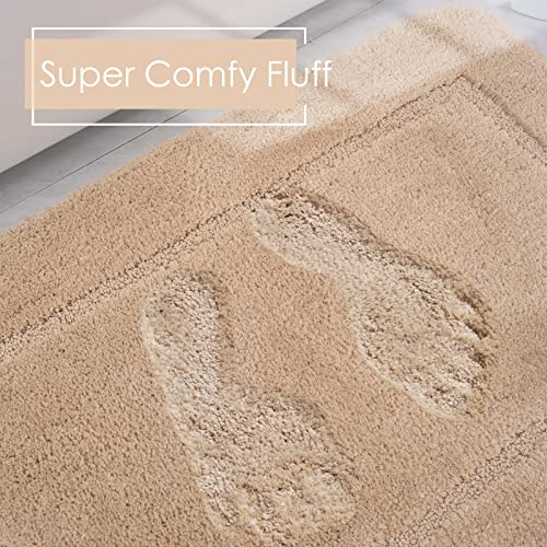 LOCHAS Bathroom Rug Set Beige, Soft Bath Rug Set 2 Piece, Toilet Mat U-Shaped 20x20 and 34x20 Bath Rugs, Quickly Dry Mats for Bathroom, Tub, Washable, Super Absorbent Floor Mat - color: Beige, size: 34" x 20" Plus 20" x 20" (U-Shape)