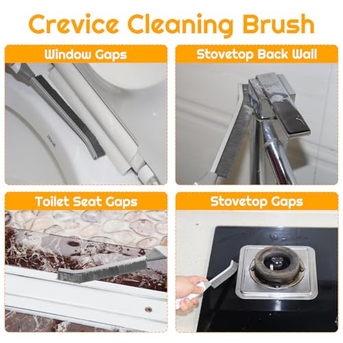 SUOXU Cleaning Brush Grout Scrub Brush,Home Kitchen Bathroom Window Gap Cleaning Tools,4 pcs Hard Bristle Scrubbing Brush,Kitchen Bathroom Tile Toilet Home Essentials Cleaner Household Use - color: White+grey×4