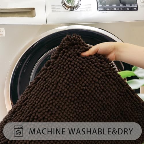 U-Shaped Toilet Rug, Chenille Contour Bathroom Mat, Non-Slip PVC Backing, Machine Washable, 24x20, Coffee - color: Coffee, size: 1'8" x 2' (20"x 24"U)