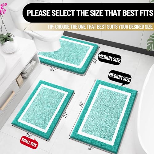 OLANLY Small Bathroom Rugs 24x16, Extra Soft and Absorbent Microfiber Bath Rugs, Non-Slip, Machine Washable, Quick Dry Shaggy Bath Carpet, Bath Mats for Bathroom Floor, Tub, Shower, Green - color: Green and White, size: 24" X 16"