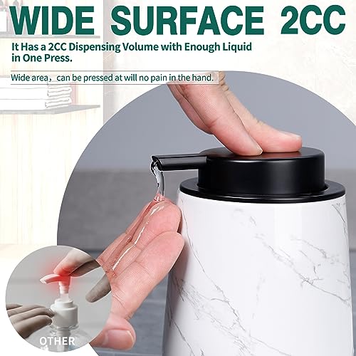 Bosilunlife Hand Soap Dispenser - Marble Lotion Dispenser 12Oz Ceramic Soap Dispenser Bathroom Refillable Liquid Pump Dispenser for Bathroom Kitchen Dispenser for Dish Soap with Easy-to-Press Pump - color: Marble