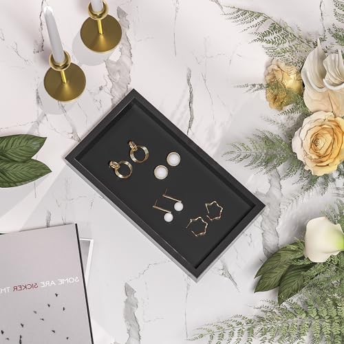 ZHWS Small Bathroom Vanity Tray for Countertop Makeup Perfume Decor Candle Jewelry, Small Kitchen Tray for Soap Dispenser Spice Sponge Holder Black Toilet Tray 7.9”L x 4.4”W x 1.14”H - color: Black, size: 7.9" x 4.4" x 1.1"