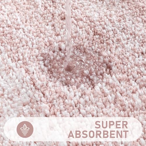 Bsmathom Bathroom Rug Set, 4 Piece, Pink | Microfiber, Non Slip, With Toilet Cover, Washable, Absorbent - color: Pink, size: 18"x26"+20"x31"+U20"x24"+Cover19"x21"