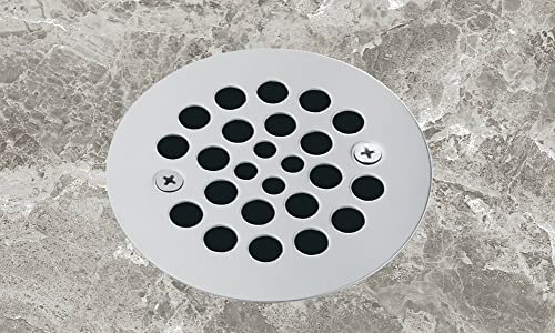 Artiwell 4-1/4“ Shower Strainer Drain Trim Set, Screw-in Shower Strainer Drain Cover, Plastic-Oddities Style Replacement Strainer Grid,Machine & Self-Tapping Screws Included (Chrome Plated) - color: Chrome Plated