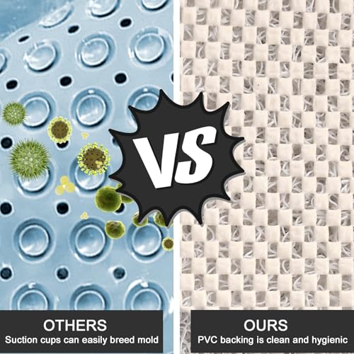 Shower Mat Non Slip, Round Shower Mat for Inside Shower, Non Slip Bathtub Mat, Fast Drying Bath Tub Mats, Loofah Mat for Shower Bathroom, Quick Drying, Resistant (White, 32 x 32 Inch) | Shower Mat for Inside Shower Non Slip Bathtub Mat, Soft Loofah Shower