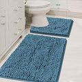 H.VERSAILTEX Bathroom Rugs Luxury Chenille 2 Piece Mats, Soft Plush 32''x20'' Bath Rug + 20''x20'' Toilet Mat Microfiber Shaggy Carpet, Super Absorbent mats, Machine Washable (Dark Teal) - color: Dark Teal, size: 20" x 32" Plus 20" x 20"