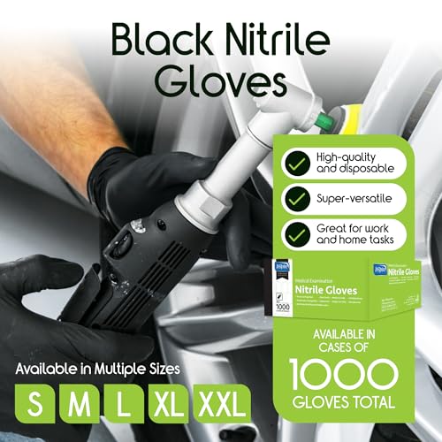Inspire Black Nitrile Disposable Gloves | 4.5 Nitrile Disposable Safety Medical Cooking Cleaning Gloves - size: Small, style: Black - Case of 1000