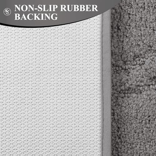 Bsmathom Bathroom Rugs Sets 3 Piece, Soft Non Slip Microfiber Bath Mat and U-Shaped Contour Toilet Rug, Machine Washable Absorbent Shaggy Bathroom Set, Light Gray - color: Light Gray
