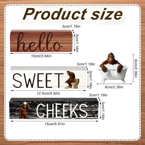 Cinnvoice 4 Pcs Funny Bigfoot Bathroom Decor Farmhouse Bathroom Decoration Western Hello Sweet Cheeks Table Centerpiece Gift for Christmas Valentines Back to School - style: Funny Bigfoot