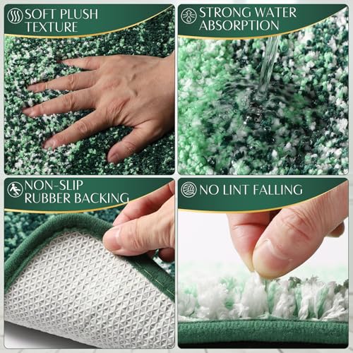 32PCS Bathroom Set Bathroom Sets with Shower Curtain and Rugs Hunter Green Bathroom Accessories,Shower Curtain Set,Bathroom Rug Set with Bathroom Trash Can - size: Bath Set+Gradient Shower Curtain+Bath Rugs, style: Dark Green
