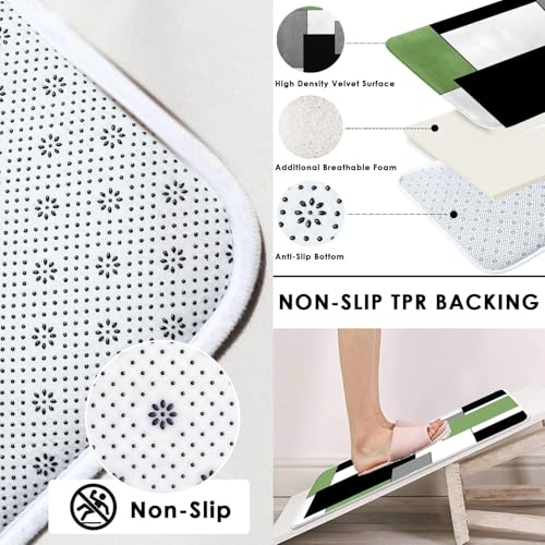 Sage Green Geometric Shower Curtain Set with Toilet Lid Cover and Non-Slip Rugs for Bathroom, Black Grey White Checkered 4 Pcs Shower Curtain, Modern Abstract Bathroom Set with 12 Hooks - color: Abstract Geometric Sage Green