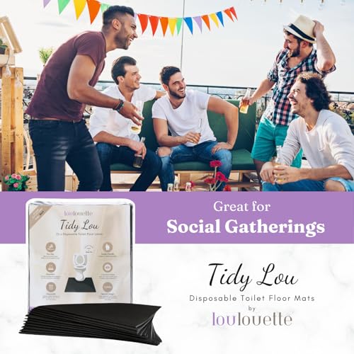 Tidy Lou Disposable Toilet Mats for a Hygienic & Stress-Free Home Bathroom Experience - Great for Children & Adults - Conceals Stains (Black), Absorbent, Non-Slip, U-Shape, Catches Dust/Hair - 25 Pack