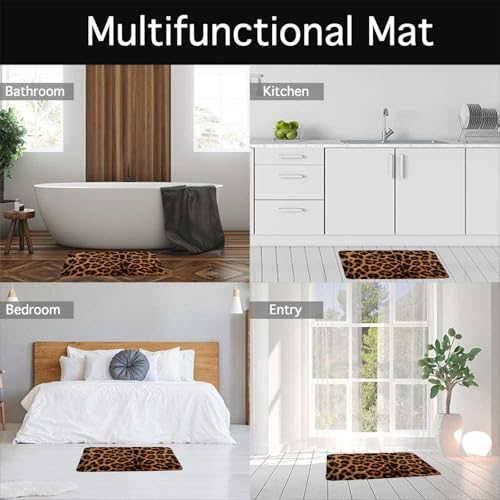 Leopard Print 3 Piece Bathroom Mat Sets,Brown Black Cheetah Animal Wildlife Vintage Bath Toilet Rugs,18"x30"and 18"x48"and U Shaped 21"x17"(Low Pile) - size: 18"x30" and 18"x48" and U-Shape