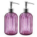 2 Pack Glass Soap Dispenser with Pump, 400ml Liquid Soap Dispenser for Soap, Shampoo and Lotion Refill for Kitchen, Bathroom, Laundry (Purple) - color: Purple