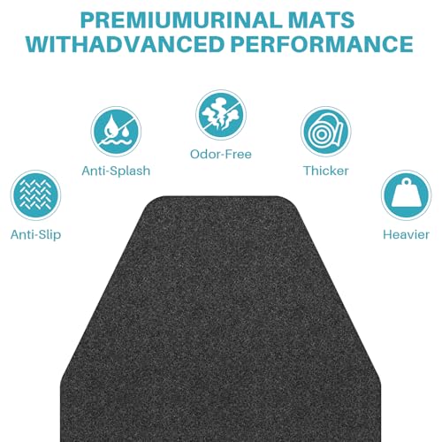 Urinal Mats for Men Bathroom 12 Pack - Commercial Disposable Washable Floor Mats with Non-Slip Rubber Backing, Water Absorption Urinal Pads for Mens Room Restroom, 16.9" x 20.4" (Dark Gray)