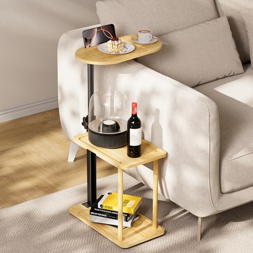 Bathtub Tray Table, Freestanding Bath Side Table Tub Tray Caddy, 3 Layer Bamboo Bath Board Shelf, Bathtub & Bathroom Accessories, New Home Gift for Mom, Housewarming, Anniversary, Wedding - color: Natural