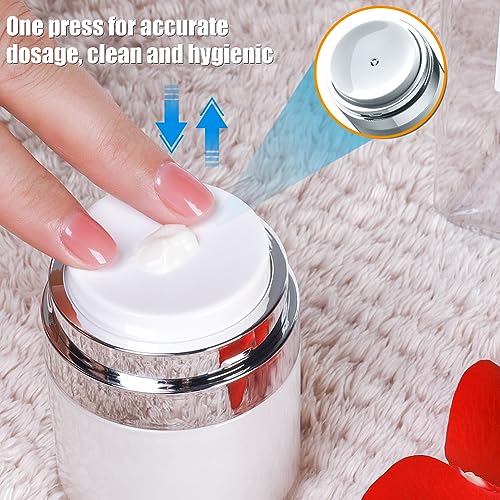 Airless Pump Jar, 1 oz Airless Pump Bottles, Travel Lotion Container – Vacuum Dispenser for Cream – Leak-Proof TSA-Friendly Design Keeps Cream Fresh – Multi-Purpose for Lotion, Sunscreen (2 Pack) - color: 1 oz