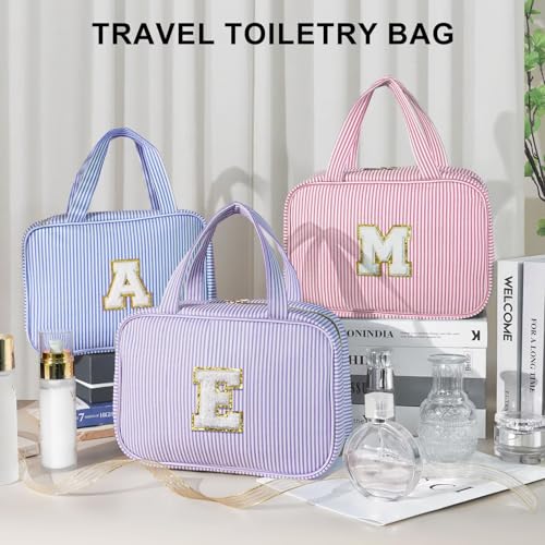TOPEAST Hanging Travel Toiletry Bag - Personalized Travel Essentials for Women - Letter G - color: Pink, style: G