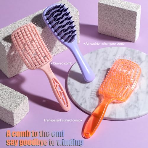 3 PCS Hair Comb Set Beauty Hairbrush Wet and Dry, Silicone Scalp Scrubber Wet Hair Brush Shower Detangler For Women, Men